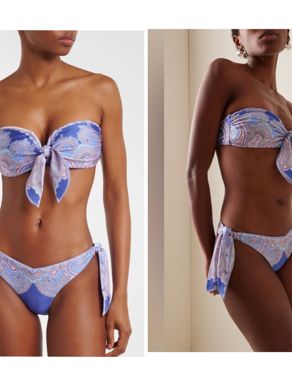 NWT Zimmermann Maxine scarf tie bikini Paisley cornflower  Bikini Set Sz 4-6